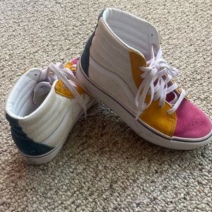 Vans high tops women’s 6.5 pink yellow teal